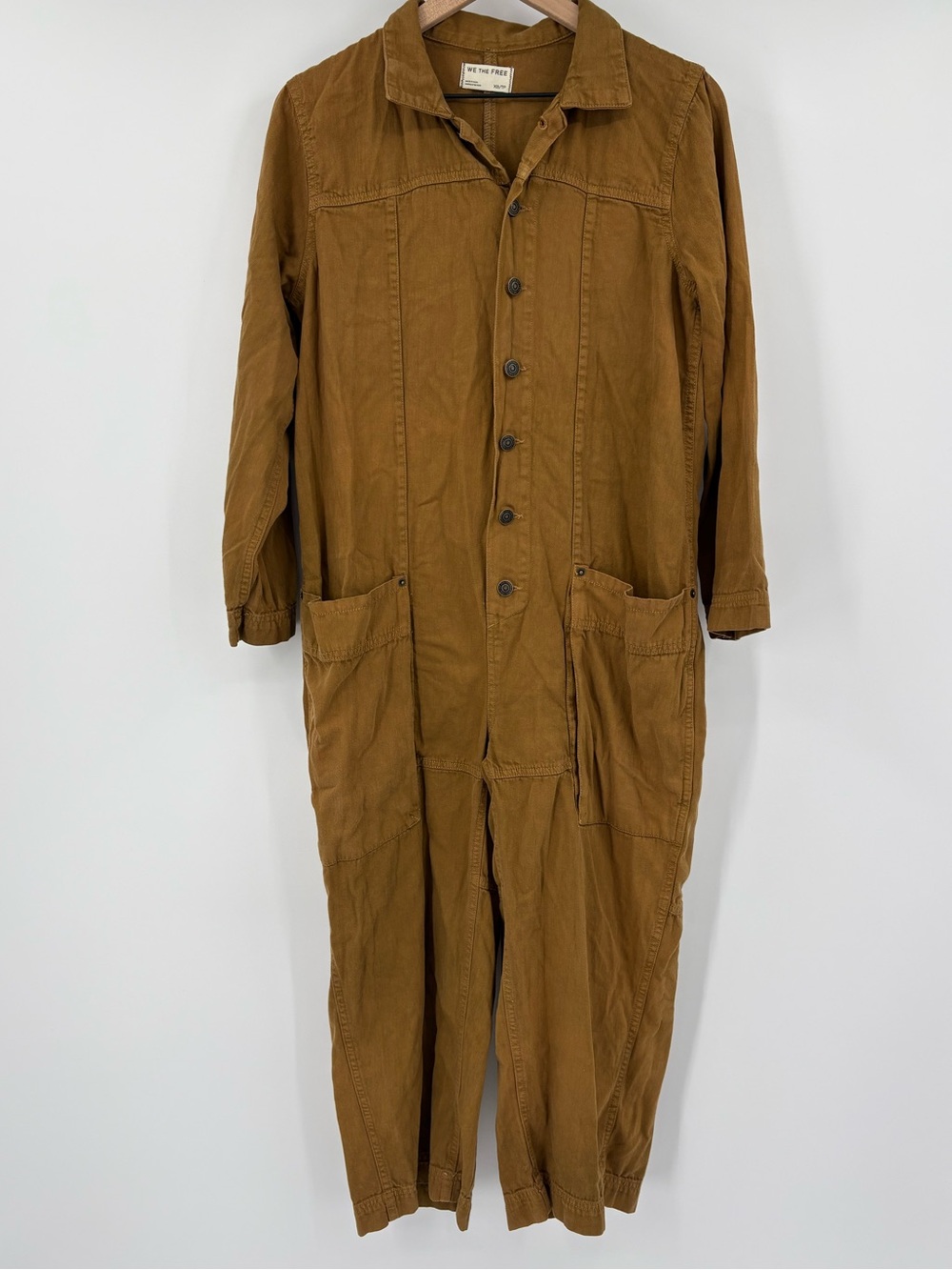 Free People We The Free Margarita Utility Denim Jumpsuit XS Brown - Picture 5 of 14